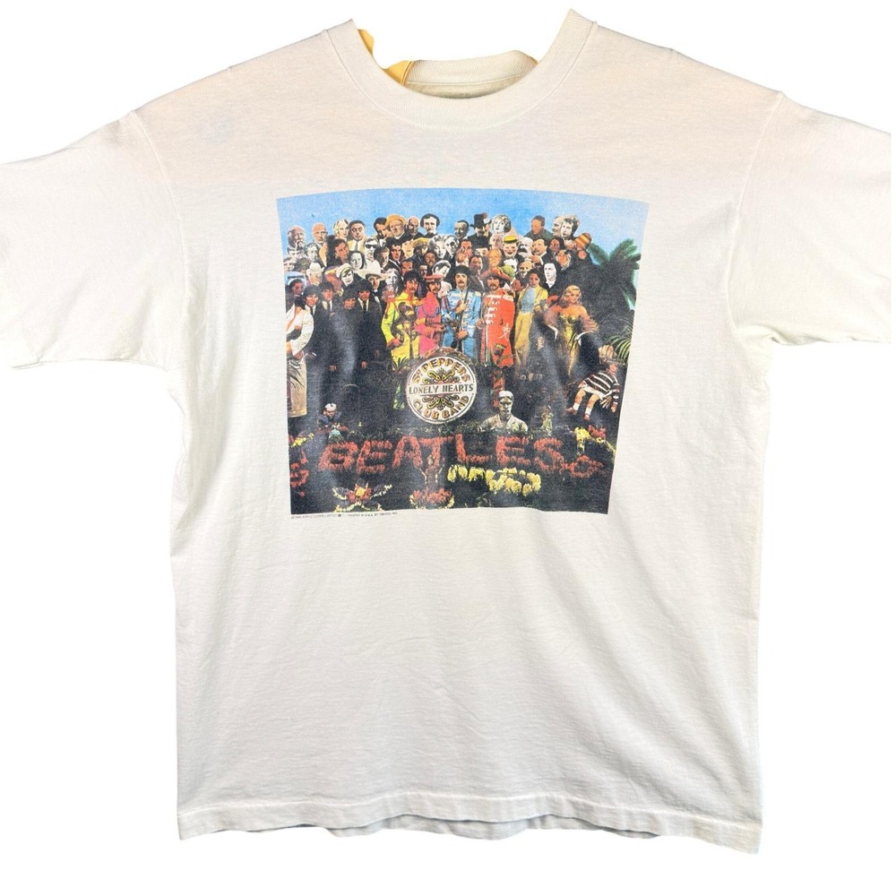 Vintage 90s‎ The Beatles Sgt Peppers T Shirt Mens XL Graphic Band Tee White